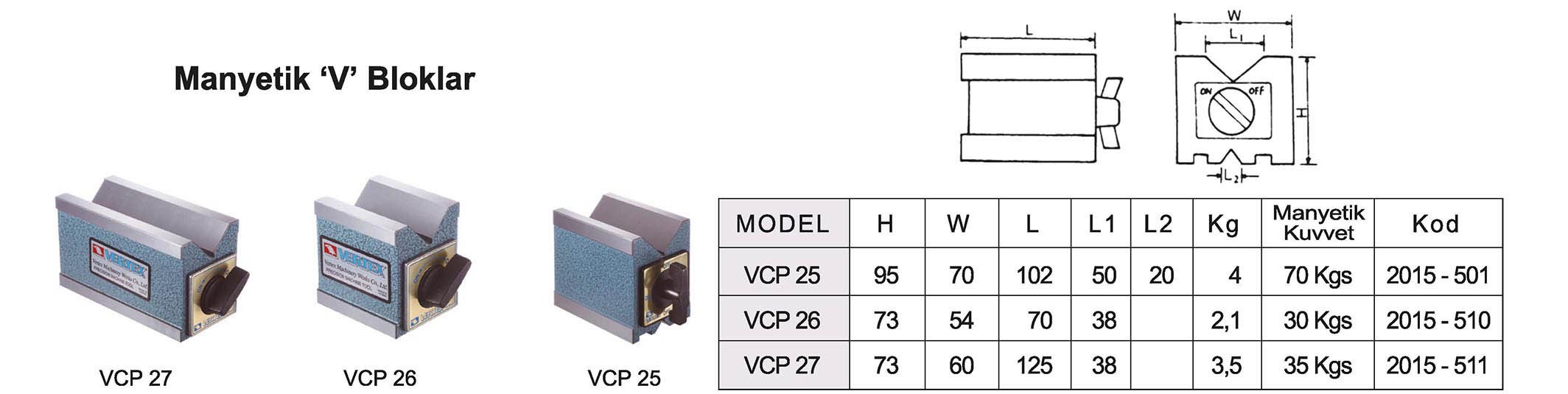 VCP Serisi / Manyetik V YatakMıknastıslı V Altlık